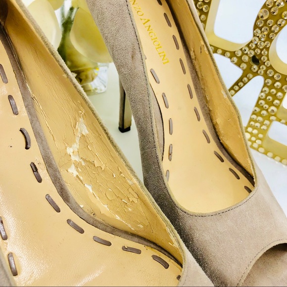 Enzo Angiolini Peep Toe Suede Heels Pumps - Picture 8 of 8